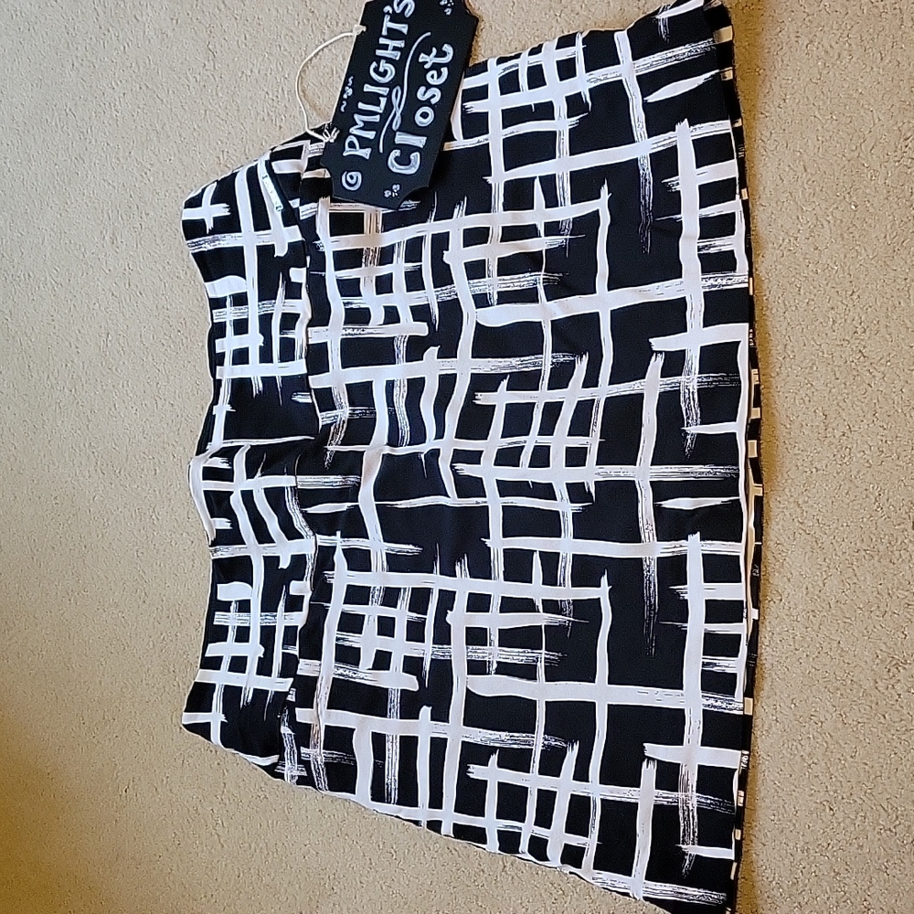 S.C. & Co. Skort XXL Black White Check Athleisure